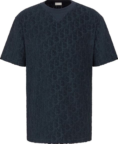 navy blue dior oblique cotton terry jacquard t-shirt|terry cotton dior shirt.